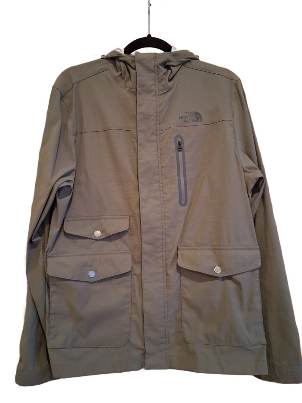 The North Face Men's Khaki Hooded Antora Rain Jacket Windbreaker Medium